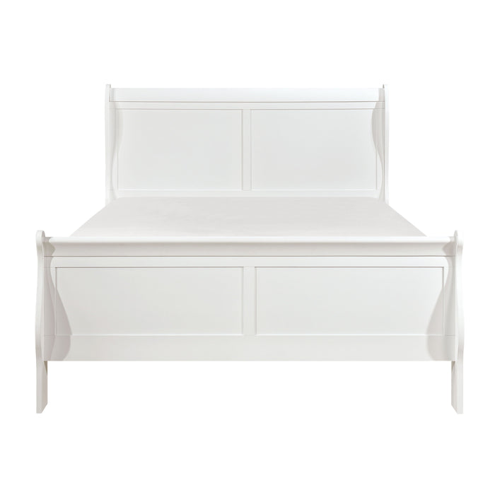 Classic Louis Philipe Style White Eastern King Size Bed 1 Piece Traditional Design Bedroom Furniture Sleigh Bed