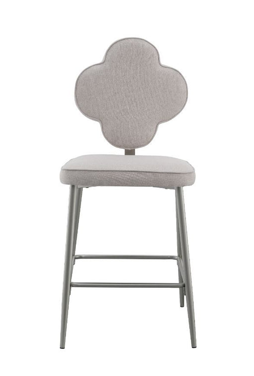 Clover - Counter Height Chair (Set of 2) - Beige Fabric & Champagne Finish Unique Piece Furniture