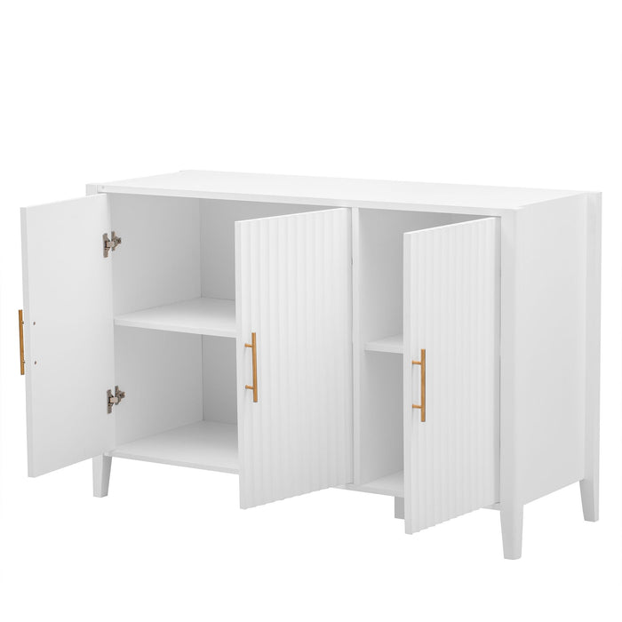 Featured Three-Door Storage Cabinet With Metal Handles, Suitable For Corridors, Entrances, Living Rooms