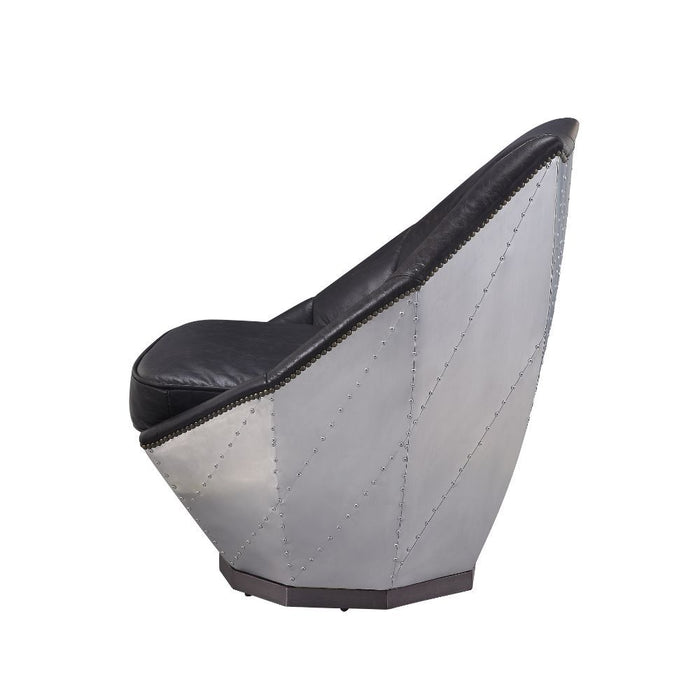 Brancaster - Accent Chair - Distress Espresso Top Grain Leather & Aluminum