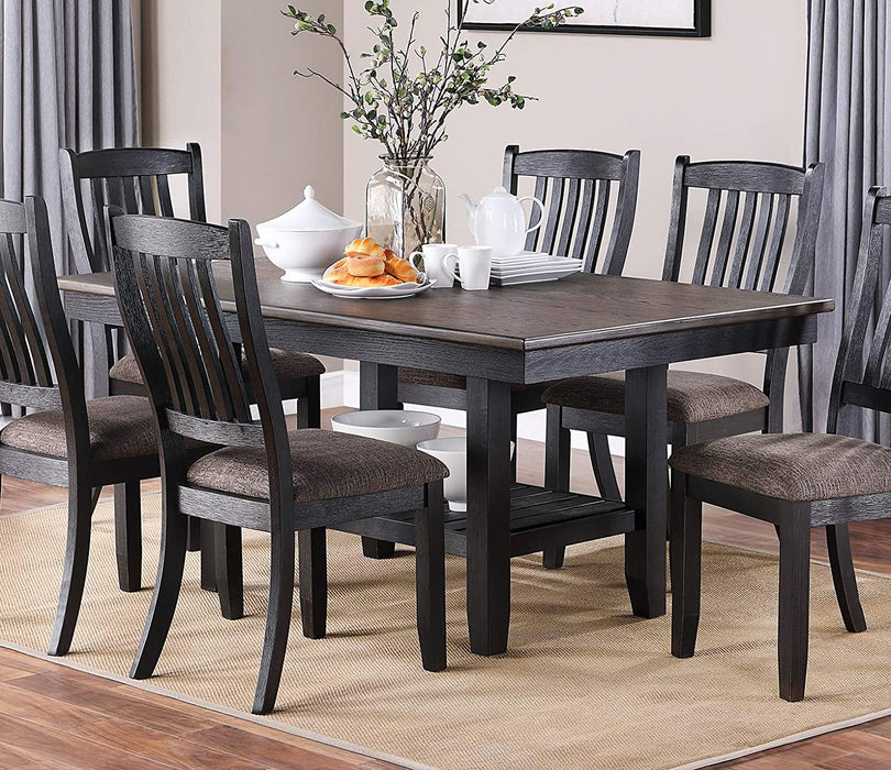 1 Piece Dining Table Dark Coffee Finish Kitchen Breakfast Dining Room Furniture Table Storage Shelve Rubber Wood