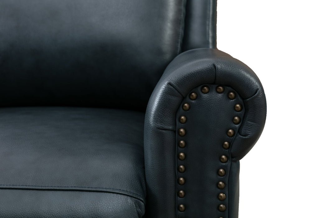 33.5" Wide Genuine Leather Manual Ergonomic Recliner (Leather Material) - Navy