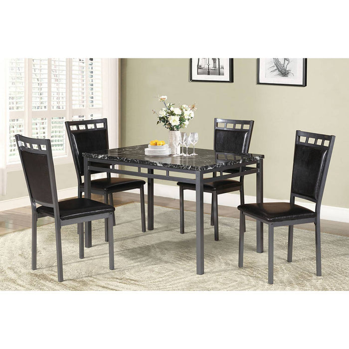 Dining Room Furniture 5 Pieces Dining Set Table And 4 X Chairs Faux Marble Top Table Espresso PU Upholstered Chairs Kitchen Dinette