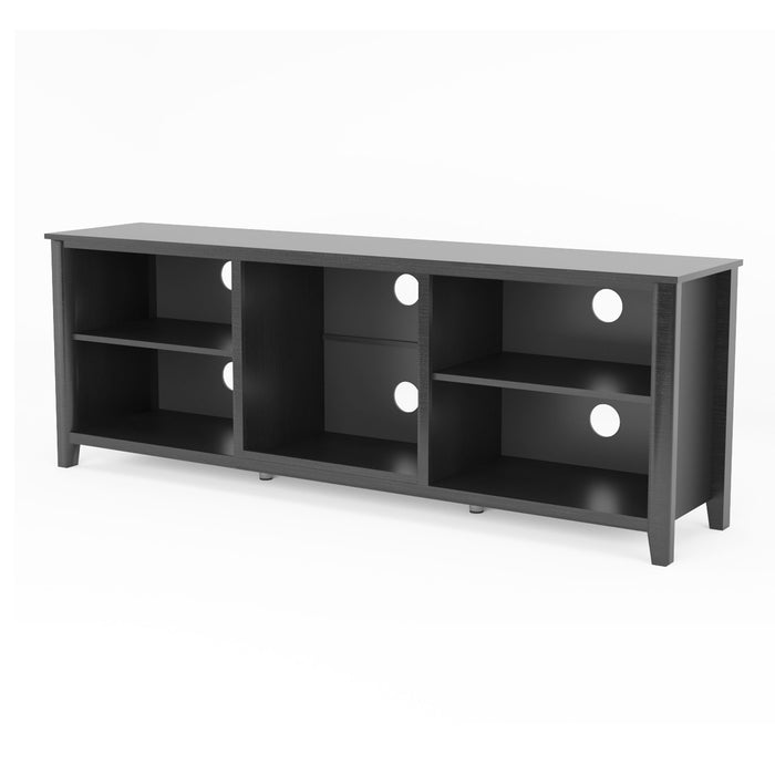 TV Stand Storage Media Console Entertainment Center, Tradition Black, Wihout Drawer - Black Wood