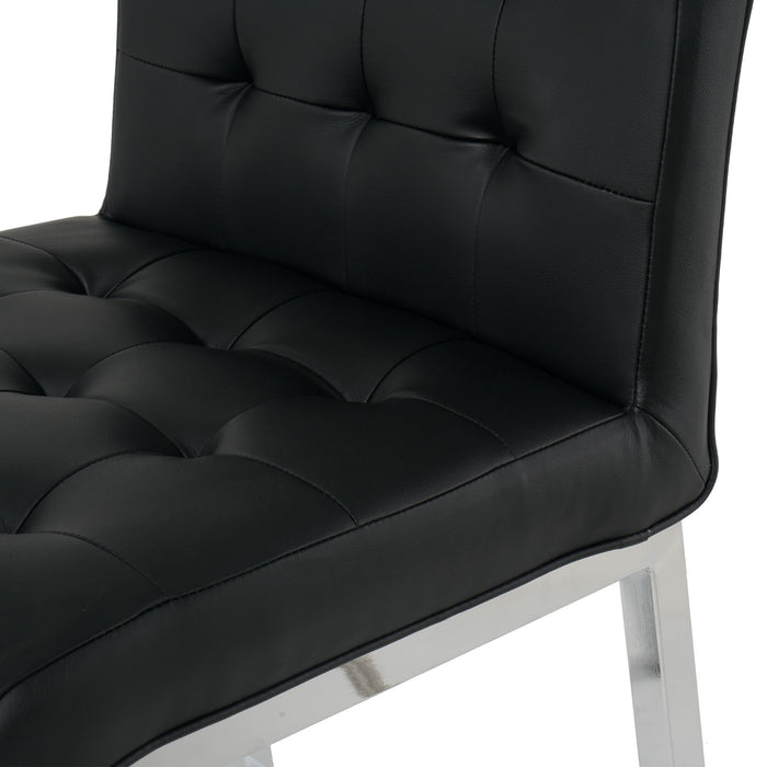 Modern Design High Counter Stool Electroplated Leg Kitchen Restaurant Black PU Bar Chair (Set of 2)