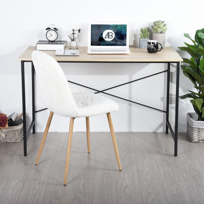 Metal Frame Home Office Writing Desk - Oak & Black
