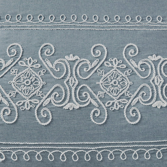 Embroidered Comforter Set - Blue