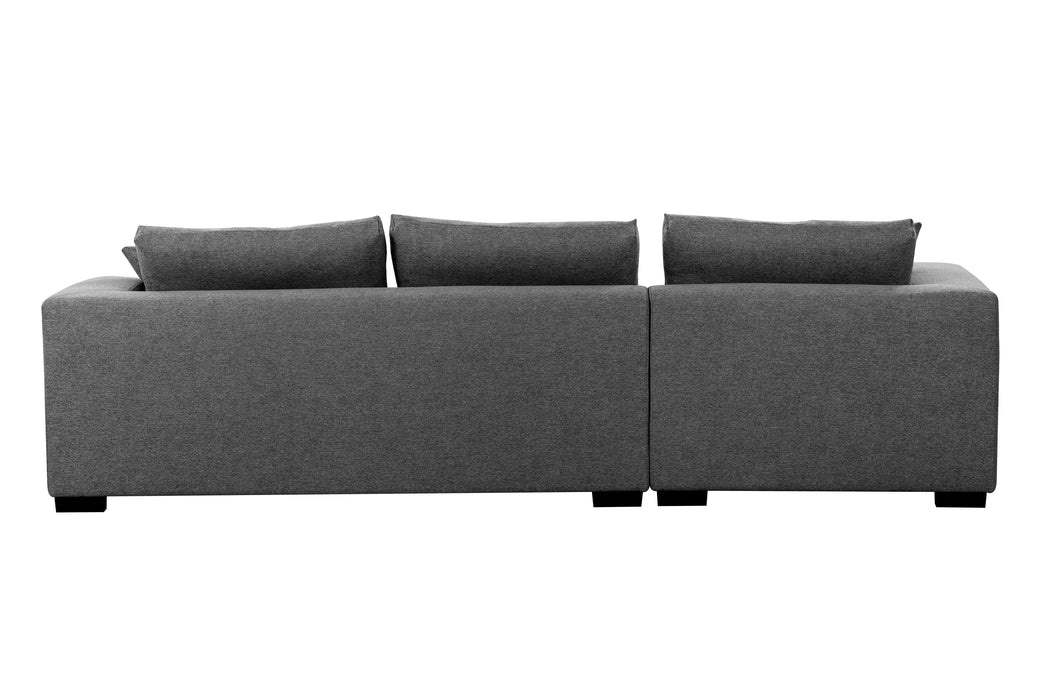 3-Seat L-Shape Sectional Sofa Couch Set With Chaise Lounge - Dark Grey