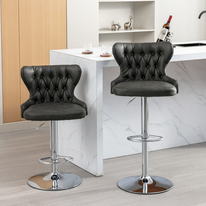 Swivel Velvet Barstools Adjusatble Seat Height From 25 - 33", Modern Upholstered Chrome Base Bar Stools With Backs Comfortable Tufted For Home Pub And Kitchen Island