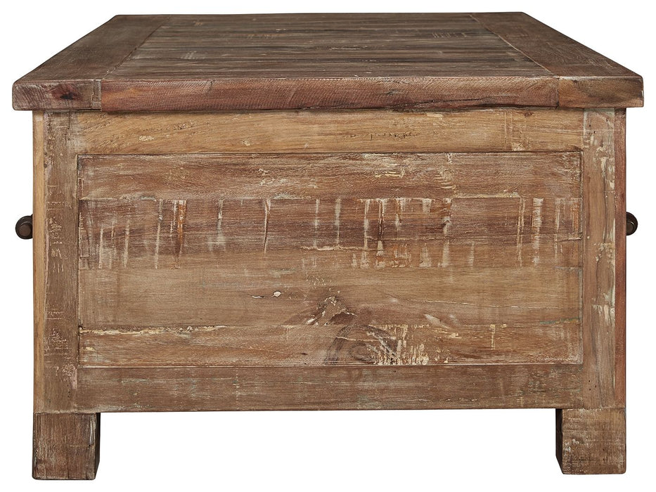 Randale - Distressed Brown - Cocktail Table With Storage Unique Piece Furniture
