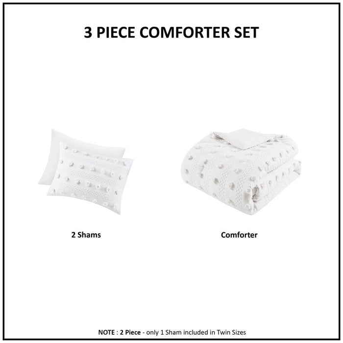 Clip Jacquard Comforter Set Ivory