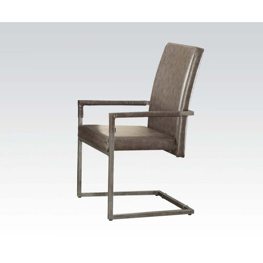 Lazarus - Chair (Set of 2) - Vintage Gray PU & Antique Silver Unique Piece Furniture