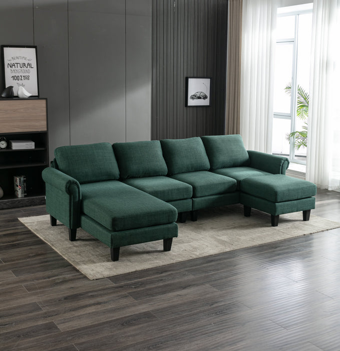 Coolmore Accent Sofa / Living Room Sofa Sectional Sofa - Emerald Fabric