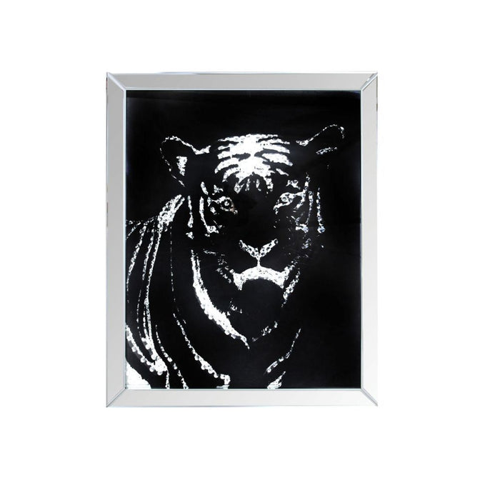 Nevina - Wall Art - Mirrored & Faux Crystal Tiger Unique Piece Furniture
