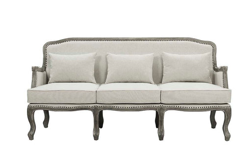 Tania - Sofa - Cream Linen & Brown Finish Unique Piece Furniture