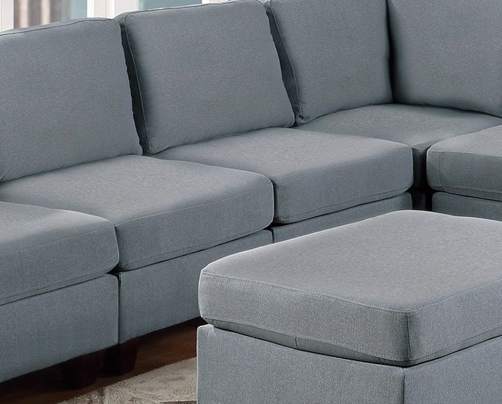 Modular Sectional 9 Piece Set Living Room Furniture Corner Sectional Couch Gray Linen Like Fabric 3 Corner Wedge 4 Armless Chairs And 2 Ottomans
