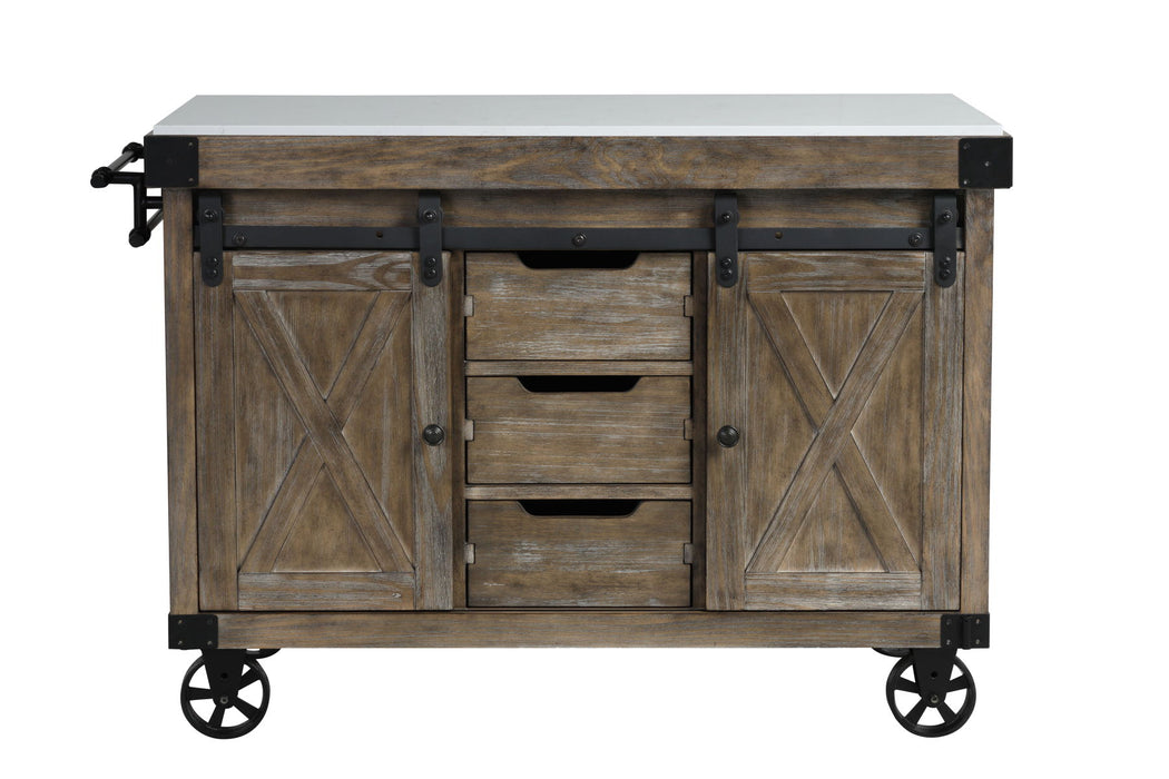 Alforvott - Serving Cart - Marble & Weathered Gray Finish Unique Piece Furniture
