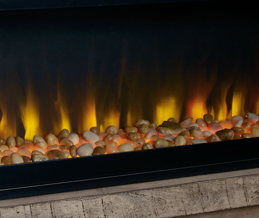 Krystanza - Weathered Gray - TV Stand With Wide Fireplace Insert Unique Piece Furniture