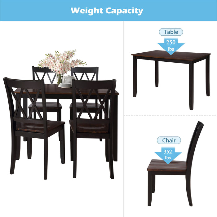 Topmax 5 Piece Dining Table Set Home Kitchen Table And Chairs Wood Dining Set, Black Cherry