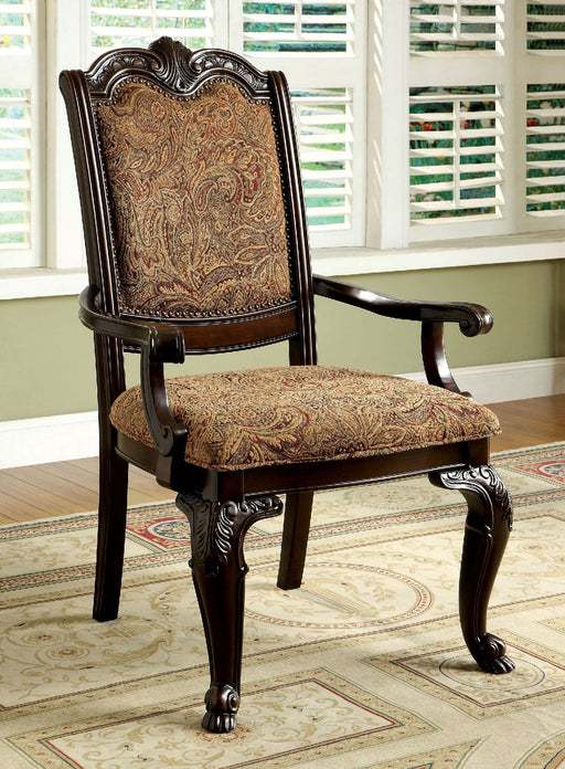 Bellagio Fabric Arm Chair (Set of 2) - Brown Cherry / Brown Unique Piece Furniture
