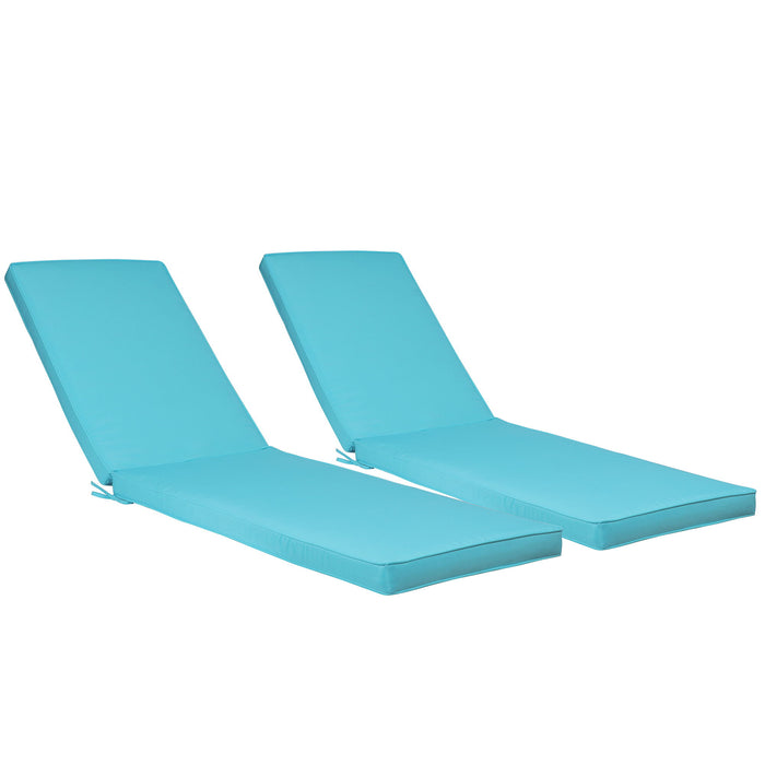 2 Pieces Set Outdoor Lounge Chair Cushion Replacement Patio Funiture Seat Cushion Chaise Lounge Cushion - Sky Blue