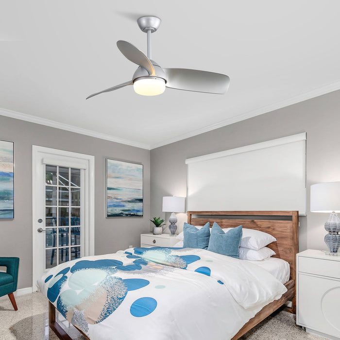 Modern Ceiling Fan With 6 Speed Remote Control Dimmable Reversible Dc Motor With Light - Nickel