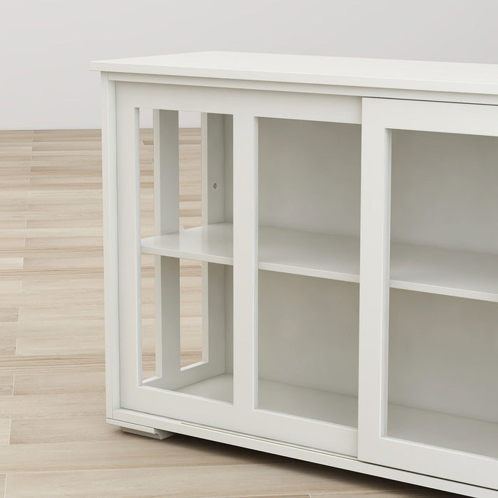 Kitchen Storage Stand Cupboard With Glass Door White