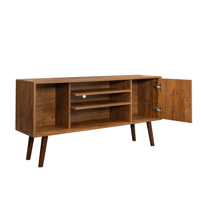 TV Stand Use In With 1 Storage And 2 Shelves Cabinet, High Quality Particle Board, Walnut