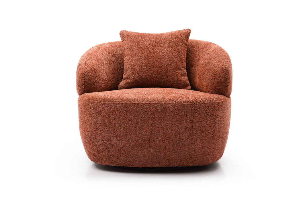 360В° Swivel Mid Century Modern Curved Sofa, 1 - Seat Cloud Couch Boucle Sofa Fabric Couch, Orange