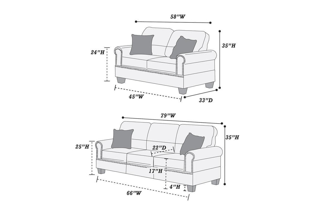 Sand Polyfiber (Linen Like Fabric) 2 Pieces Sofa Set Sofa And Loveseat Elegant Plush Contemporary Couch Living Room Furniture