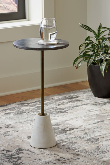 Caramont - Black / White / Gold Finish - Accent Table With White Base Unique Piece Furniture