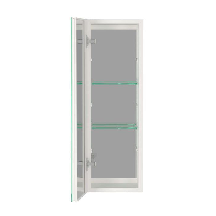 30X10" White Medicine Cabinet With Storage Aluminum Bathroom Medicine Cabinets Mirror Adjustable Glass Shelves Left Open