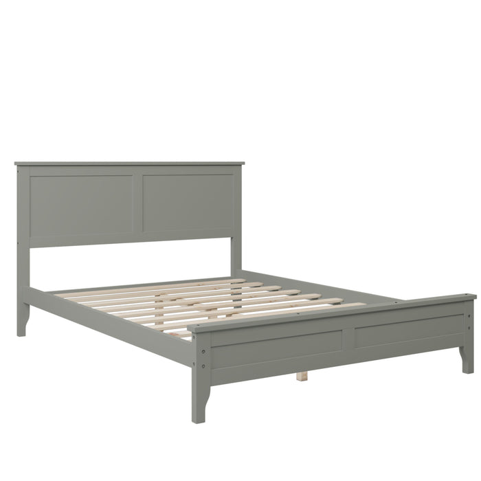 Modern Gray Solid Wood Full Platform Bed