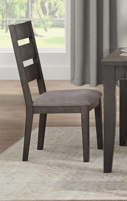 Transitional Side Chairs 2 Pieces Set Wood Frame Padded Seat Casual Look Neutral Toned Fabric