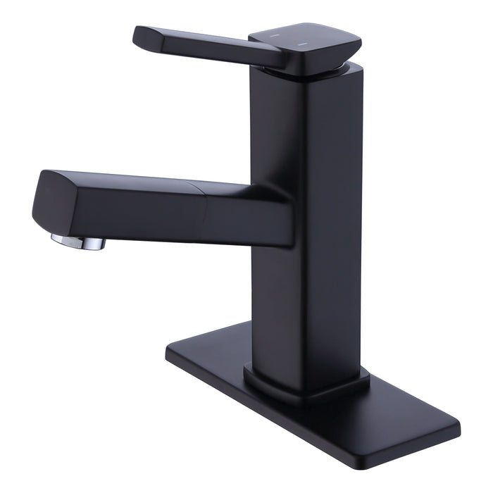 Bathroom Sink Faucet With Pull Out Sprayer, Single Handle Basin Mixer Tap For Hot And Cold Water, Lavatory Pull Down Vessel Sink Faucet With Rotating Spout - Black