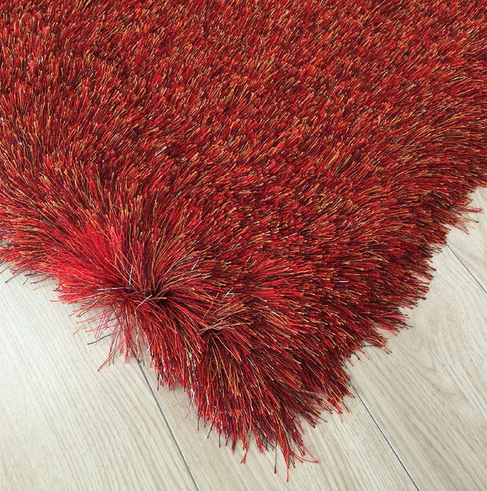 Fancy Shaggy Hand Tufted Area Rug Red