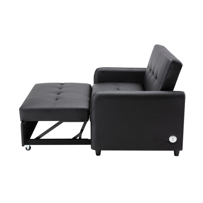 Orisfur. 51" Convertible Sleeper Bed, Adjustable Oversized Armchair With Dual Usb Ports For Small Space - Black