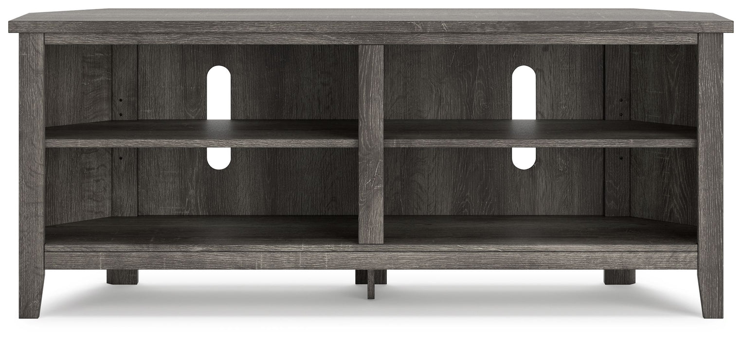 Arlenbry - Gray - Medium Corner TV Stand Unique Piece Furniture