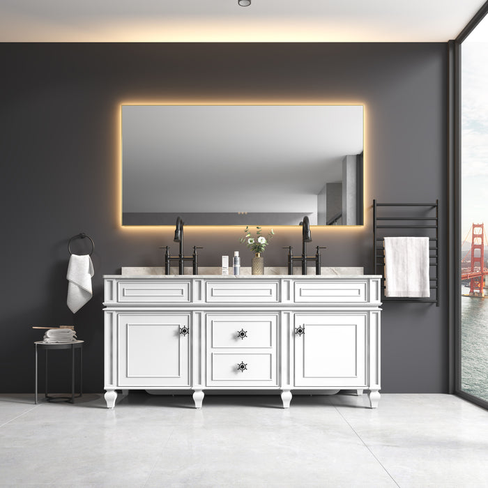 Led Mirror Bathroom Vanity Mirror With Back Light, Wall Mount Anti-Fog Memory Large Adjustable