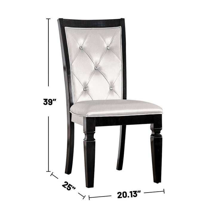 (Set of 2) Dining Side Chair In Black And Silver Finish
