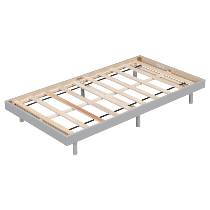 Modern Design Twin Size Floating Platform Bed Frame For Grey Color