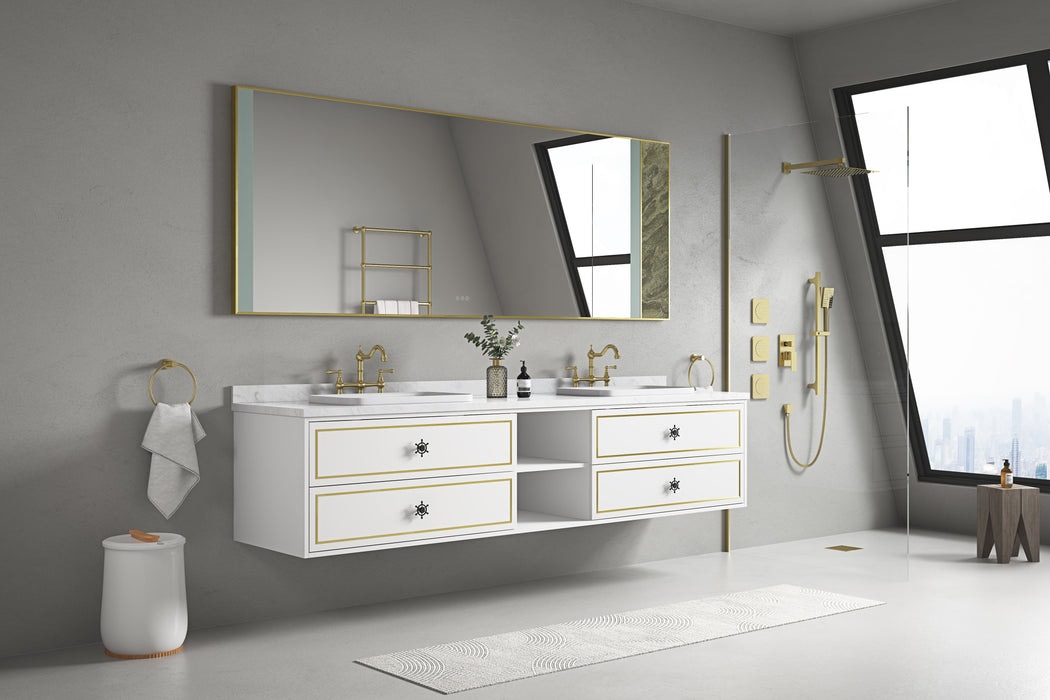 Wall Hung Doulble Sink Bath Vanity Cabinet Only In Bathroom Vanities Without Tops - White