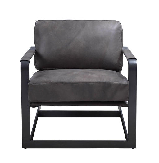 Locnos - Accent Chair - Gray Top Grain Leather & Black Finish Unique Piece Furniture