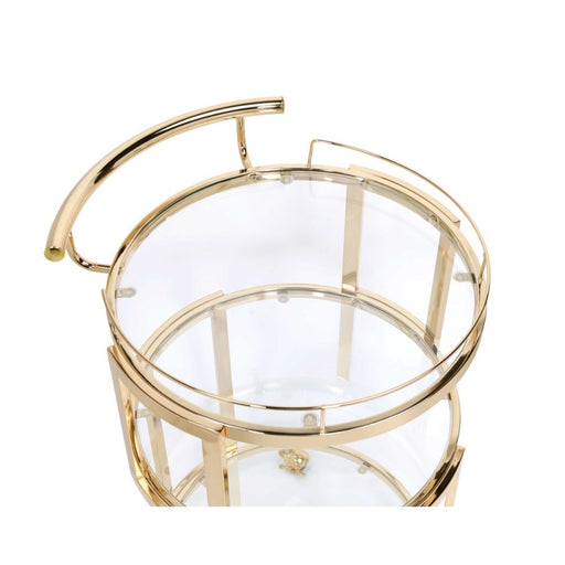 Madelina - Serving Cart - Gold & Clear Glass Unique Piece Furniture