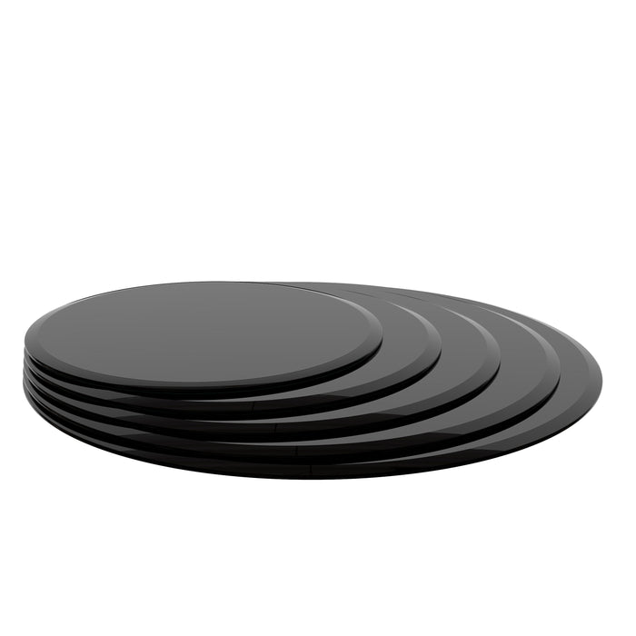 24" Round Tempered Glass Table Top Black Glass 1/2" Thick Beveled Polished Edge