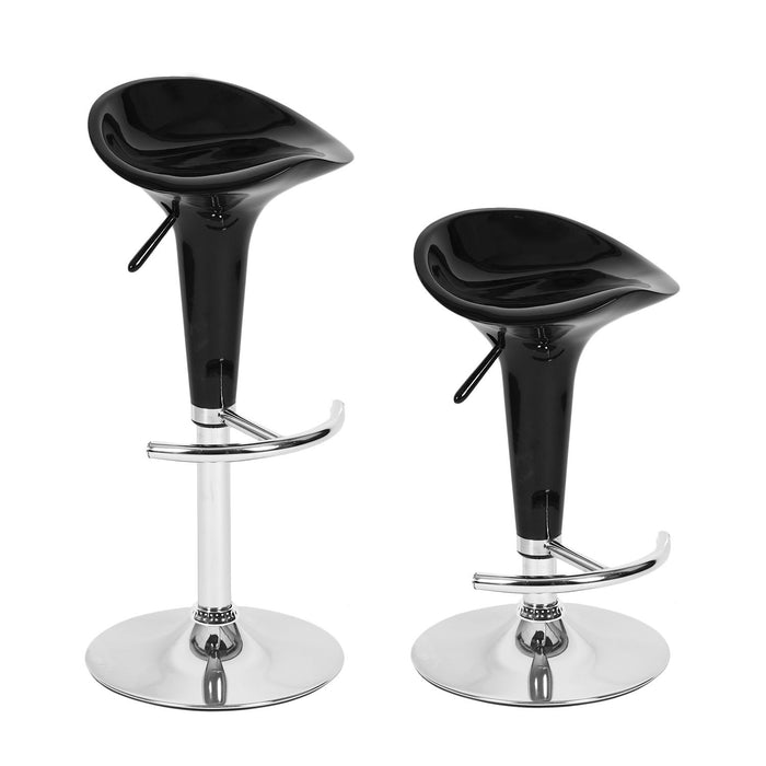 (Set of 2) Swivel Bar Stools, Adjustable Height Bar Chairs With Metal Footrest - Black