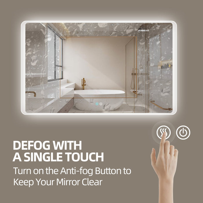 60 X 36 Led Mirror For Bathroom Led, Adjustable 3 Color, Dimmable Vanity Mirror With Lights, Anti-Fog, Touch Control Wall Mounted Bathroom Mirror, Vertical