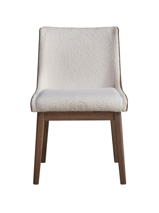 Acme Ginny Side Chair (Set of 2) White Boucle, Brown Velvet & Walnut Finish