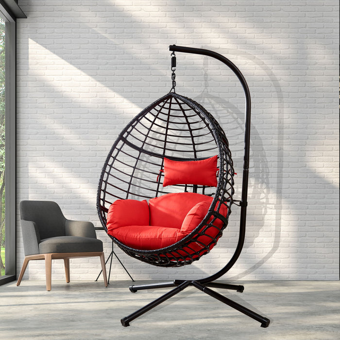 Swing Egg Chair With Stand, High Quality Modern Design, 37. 4X37. 4X76. 77 (Red)