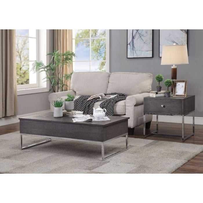 Iban - Coffee Table - Gray Oak & Chrome Unique Piece Furniture